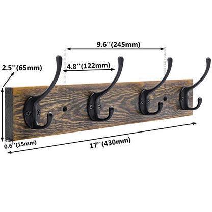 Vintage Wall Mounted Coat Rack (Antique wood / 1 Item-4 Hooks)
