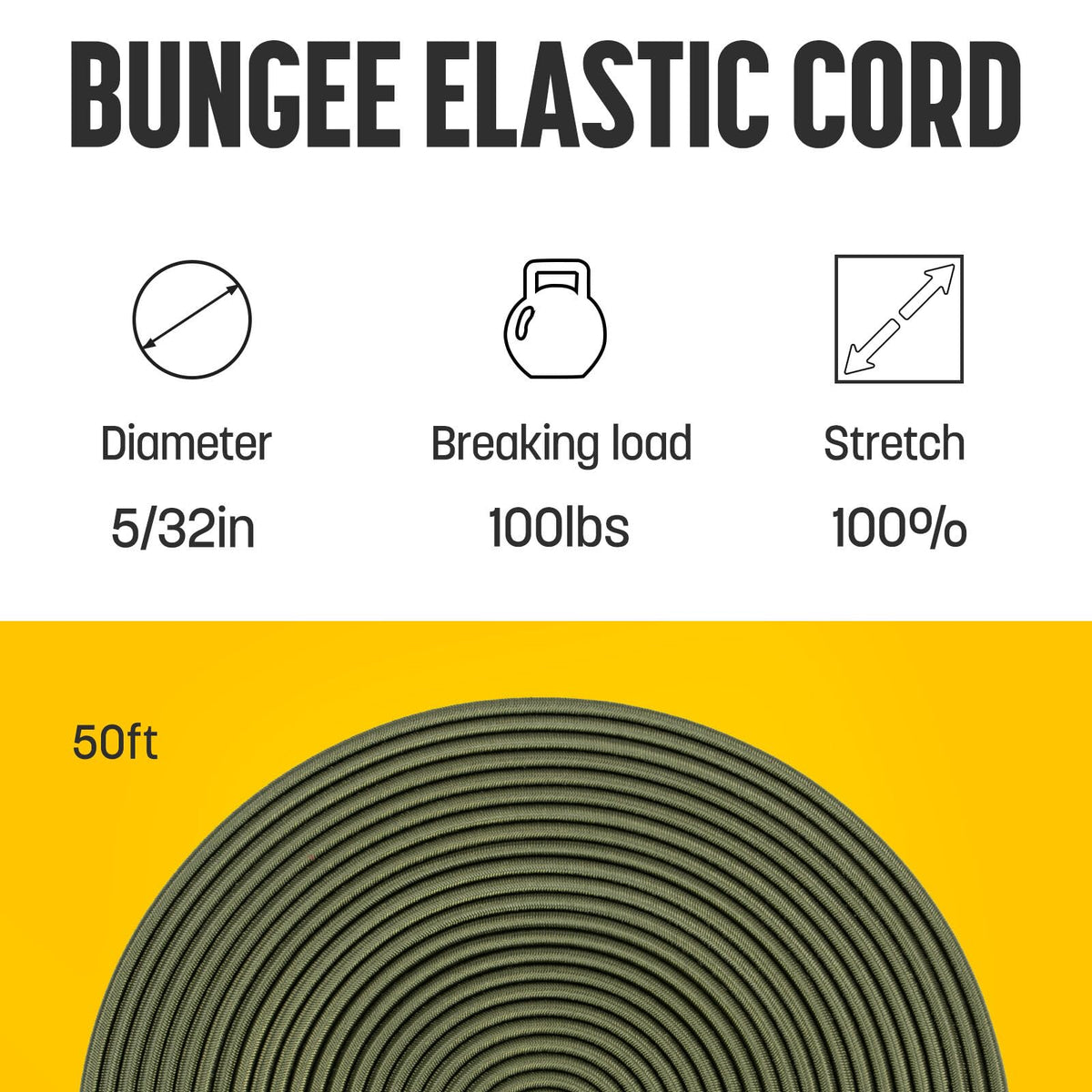 Bungee Cord 5 (Army Green / 5/32" x 50FT)