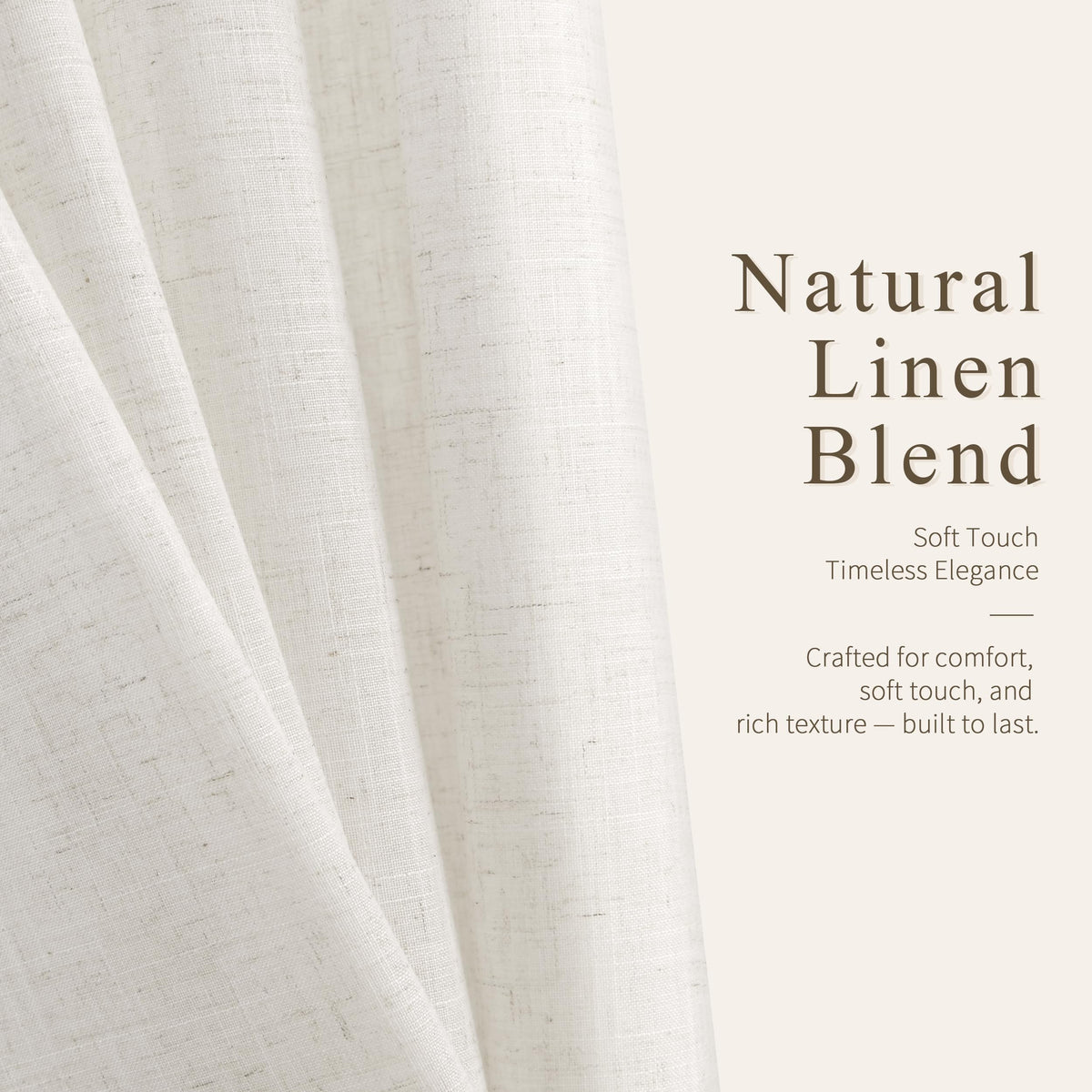 Natural Grommet Linen Curtains 144 Inches Long for Living Room (Natural / 52"W x 144"L (Pack of 2))