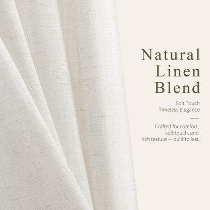 Natural Grommet Linen Curtains 144 Inches Long for Living Room (Natural / 52"W x 144"L (Pack of 2))
