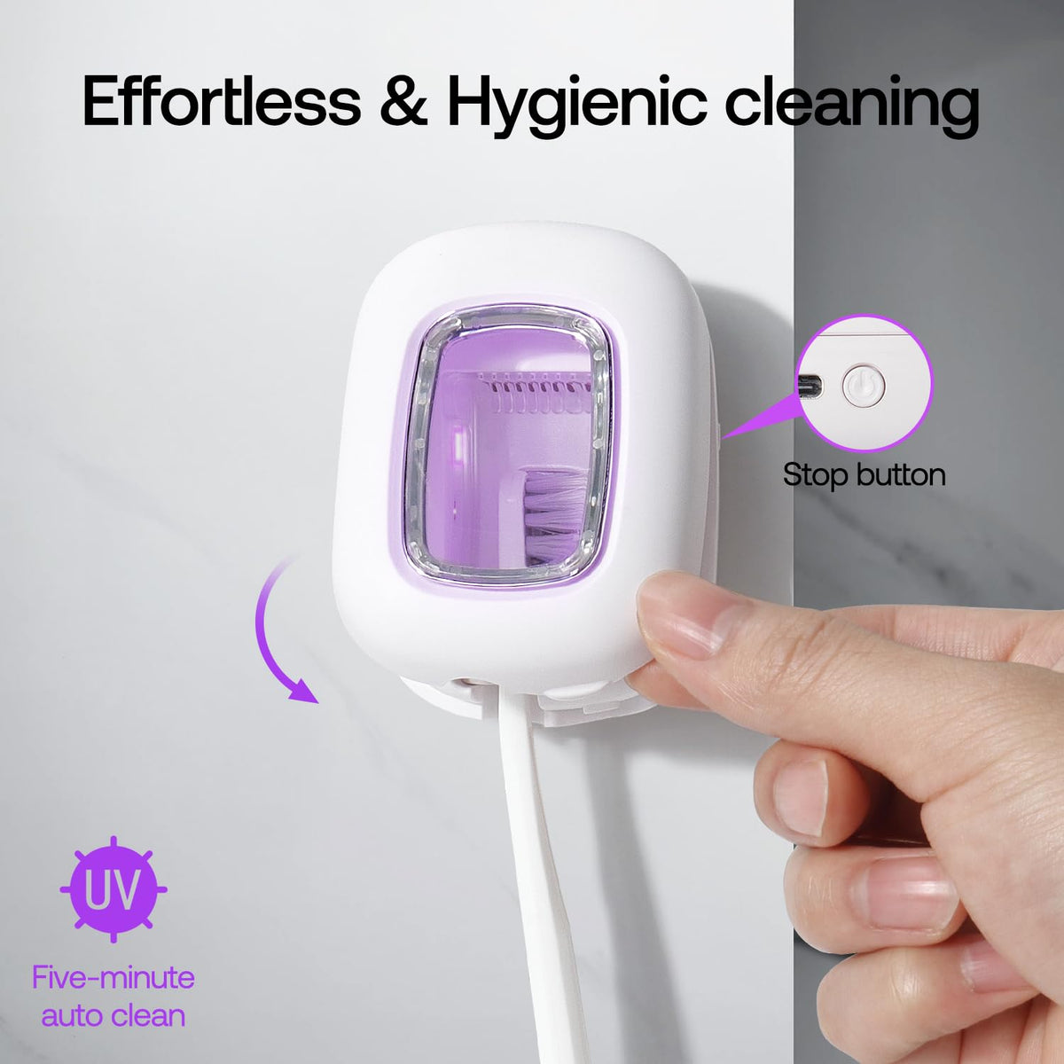 UV Toothbrush Sanitizer Holder (White)