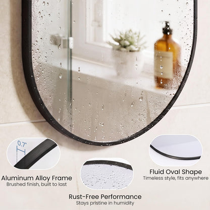 Oval Bathroom Wall Mirror (Black-oval / 24"L x 36"W)