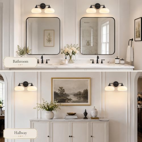 2 Light Milk White Glass Wall Sconce