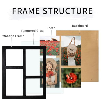 Picture Frame Collage 4x6 and 4x4 Photos Display (Rustic Black / 9.2x11.2in (1Pack))