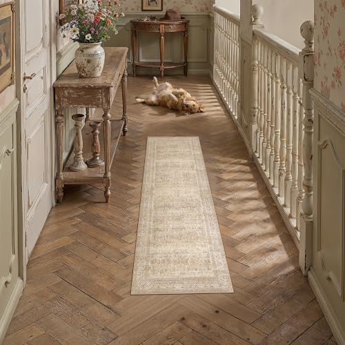 2x5 Beige Neutral Retro Runner Rug (Retro | Beige / 2' x 5' (Runner))
