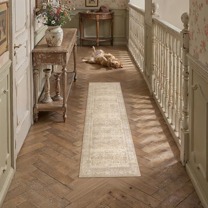 2x5 Beige Neutral Retro Runner Rug (Retro | Beige / 2' x 5' (Runner))