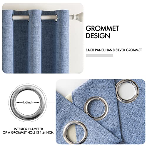 100% Blackout Linen Curtains for Bedroom 52x84 Inches Stone Blue (Stone Blue / 52"W x 84"L (Pack of 2))