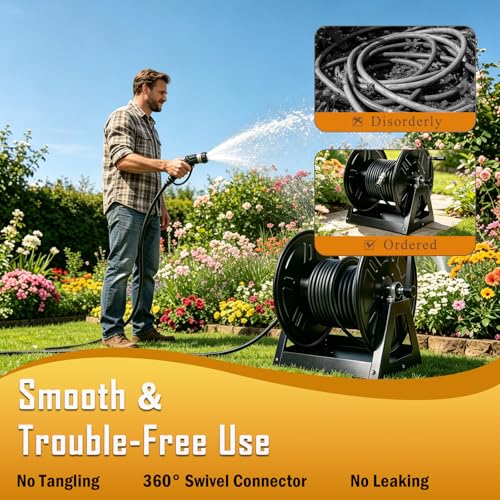 Air Tool Hose Reels 4000 PSI Heavy Duty Hand Crank Air Hose Reel