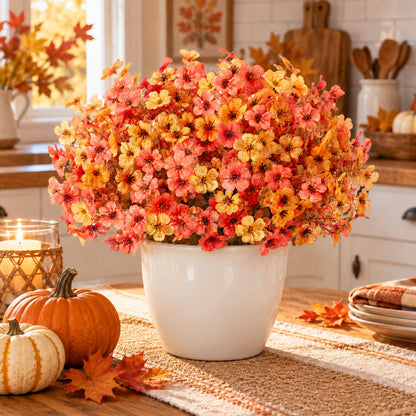 24Pcs Artificial Fall Flowers for Outdoors UV Resistant Decor