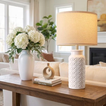 22.6" Modern Ceramic Bedside Lamps Set of 2