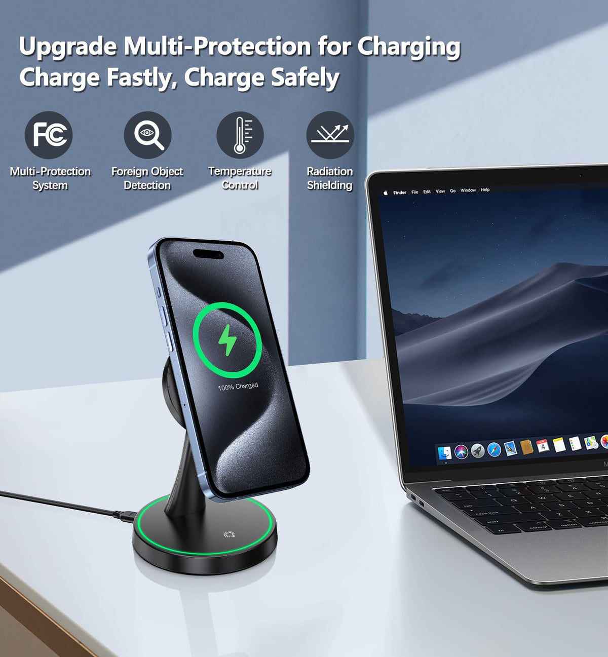 Magnetic Wireless Charger Stand 15W Fast Mag (Magnetic Single Pack Black)