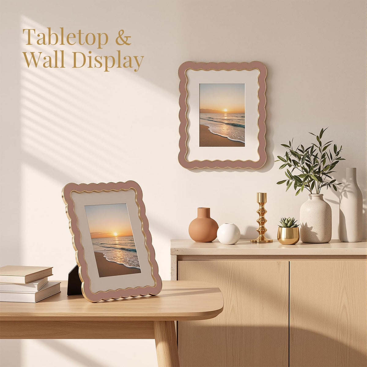 8x10 Scalloped Wavy Metal Picture Frame (Dusty Mauve / 8x10)