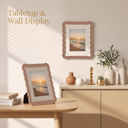 8x10 Scalloped Wavy Metal Picture Frame (Dusty Mauve / 8x10)