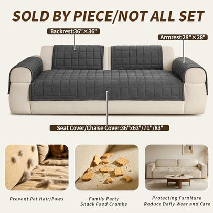 Couch Covers for Sectional Sofa (Dark Grey / 1PC/35"X63")