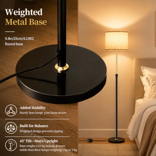 Dimmable Floor Lamp for Living Room (Black Gold 3CCT)