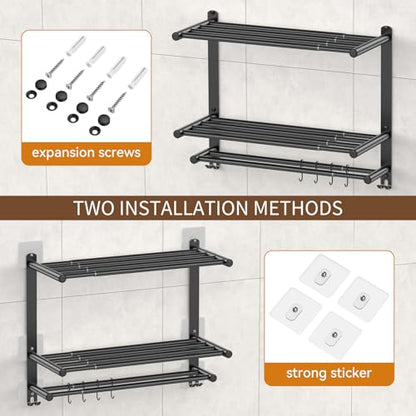 Bathroom Towel Rack with Shelf and Towel Bar