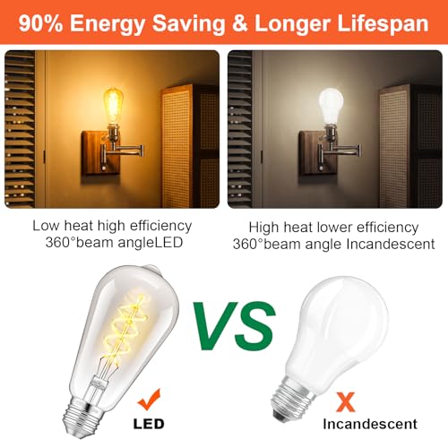 ST64 Edison Bulb E26 Dimmable (6w-2700k Amber Warm White(gray))