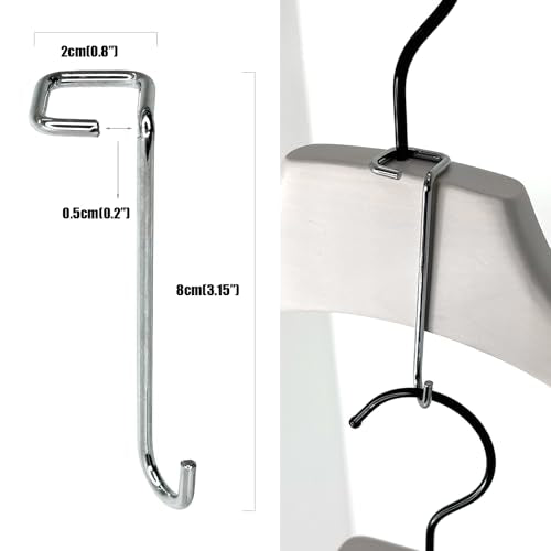 20 Pack Hanger Extenders for Closet 3.15’’ Metal Hanger Connector Hooks Heavy Duty Vertical Hanger Stacker for Suits Jackets Pants Space Saving Closet Organizer for Home & Retail
