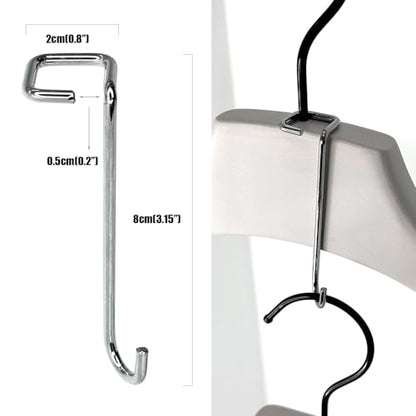 20 Pack Hanger Extenders for Closet 3.15’’ Metal Hanger Connector Hooks Heavy Duty Vertical Hanger Stacker for Suits Jackets Pants Space Saving Closet Organizer for Home & Retail