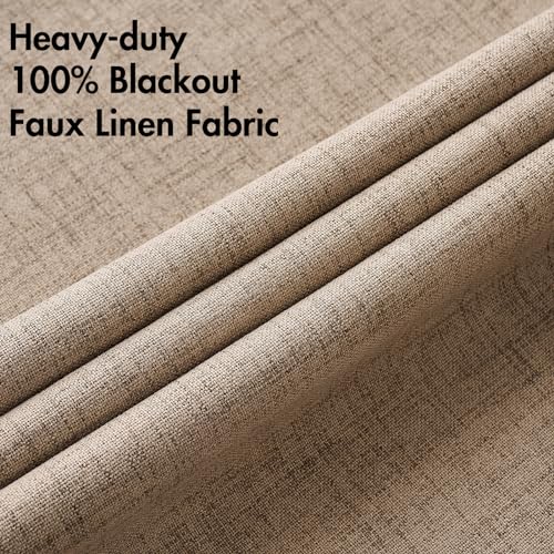 100% Blackout Linen Curtains for Bedroom 42x84 Inches Copper Brown (Copper Brown / 42"W x 84"L (Pack of 2))