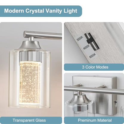 4 Light Brushed Nickel Bathroom Vanity Light with 3 Color Modes (4-light / Brushed Nickel)