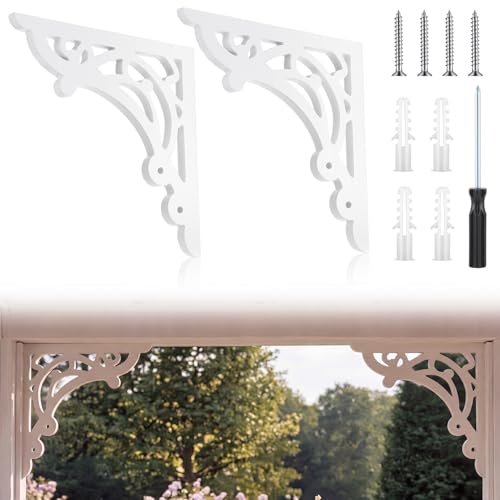 2 Pcs Large Wood Porch Corbels for Doorway 12" W x 0.6" D x 12" H