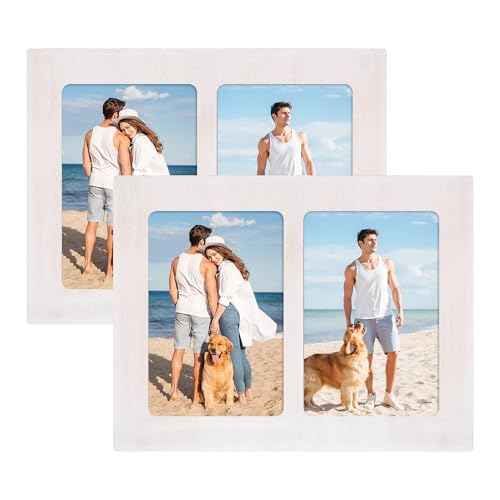 4x6 Picture Frame Collage Set of 2 (Rustic White / 7.7x10in (2Pack))