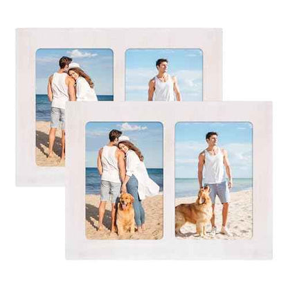4x6 Picture Frame Collage Set of 2 (Rustic White / 7.7x10in (2Pack))
