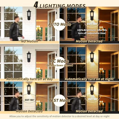 JYO 16" Motion Sensor Outdoor Wall Light Fixtures (01-BK-MA)
