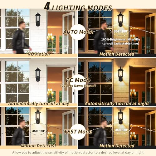 JYO 16" Motion Sensor Outdoor Wall Light Fixtures (01-BK-MA)