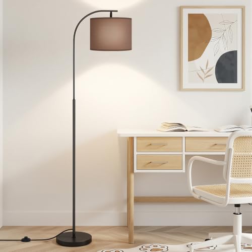 Floor Lamp with Linen Shade (Brown)