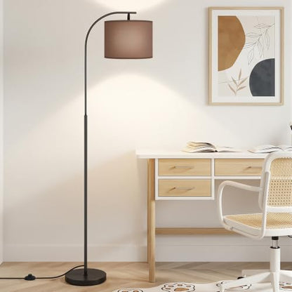 Floor Lamp with Linen Shade (Brown)