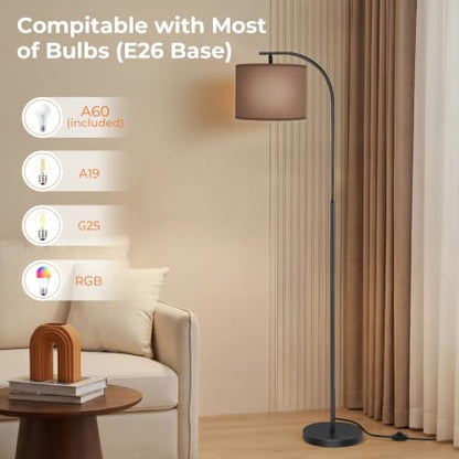 Floor Lamp with Linen Shade (Brown)