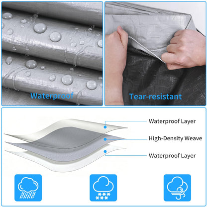 Tarp Customized Heavy Duty Waterproof 3x7 Feet (Silver&black / 3' X 7' Customized Size)