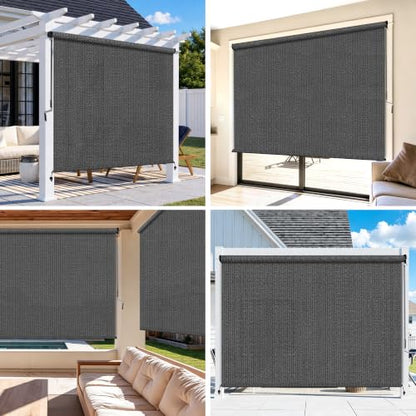 Outdoor Roller Shades for Patio (Grey / 96"W x 96"H)