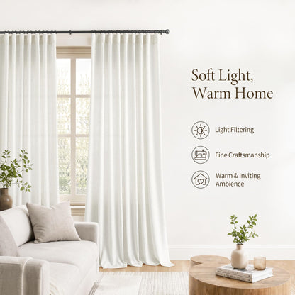 Natural Linen Curtains 112 Inches Long 2 Panels for Living Room (Natural / 50"W x 112"L (Pack of 2))