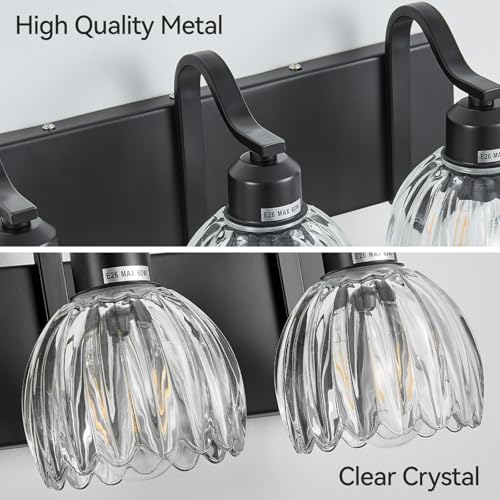 Bathroom Light Fixtures (Black - Tulip Clear / 3-light)