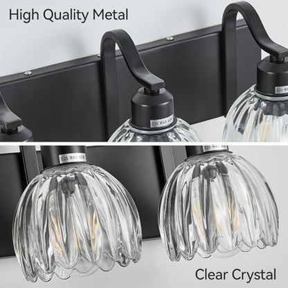 Bathroom Light Fixtures (Black - Tulip Clear / 3-light)