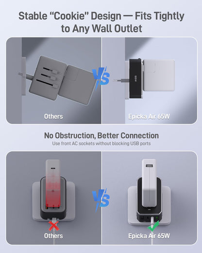 Air 40W Universal Travel Adapter PD&QC with 1AC (Black)
