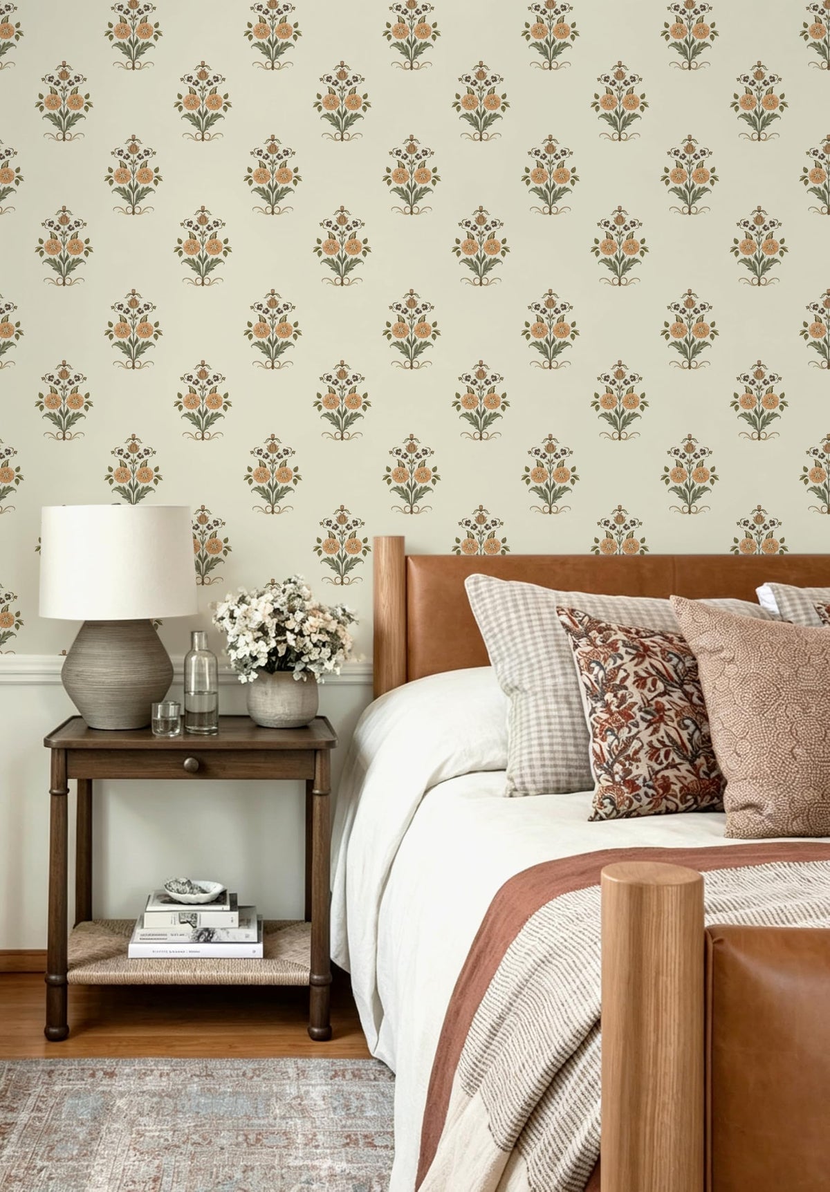 Vintage Floral Wallpaper Cottage Peel and Stick Wallpaper Retro Yellow Flower Contact Paper for Cabinets Drawers Farmhouse Removable Self (Beige and Yellow / 17.3" x 196.8")