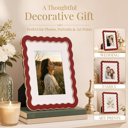 8x10 Scalloped Wavy Metal Picture Frame (Oxblood Burgundy / 8x10)