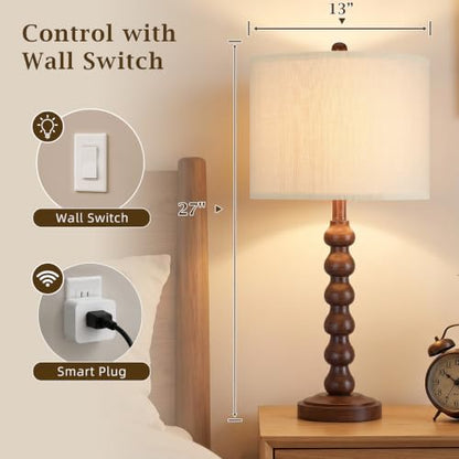 27" Farmhouse Table Lamps Set of 2 for Living Room (Brown 2 Pack)