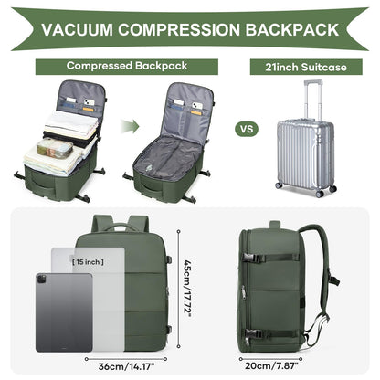 Vacuum Backpack Travel with Pump (A1-olive Green / 33 liters)