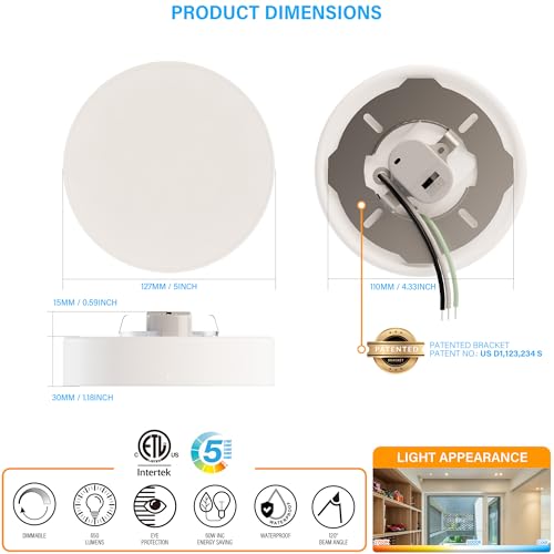 5 Inch Edgeless Surface Mount LED Ceiling Light