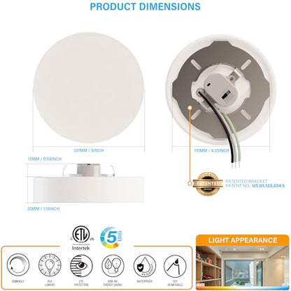 5 Inch Edgeless Surface Mount LED Ceiling Light