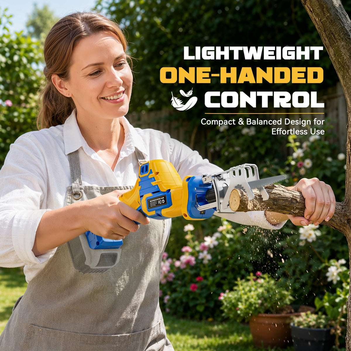 Cordless Reciprocating Saw Compatible with Dewalt 20V Battery (Light Yellow)
