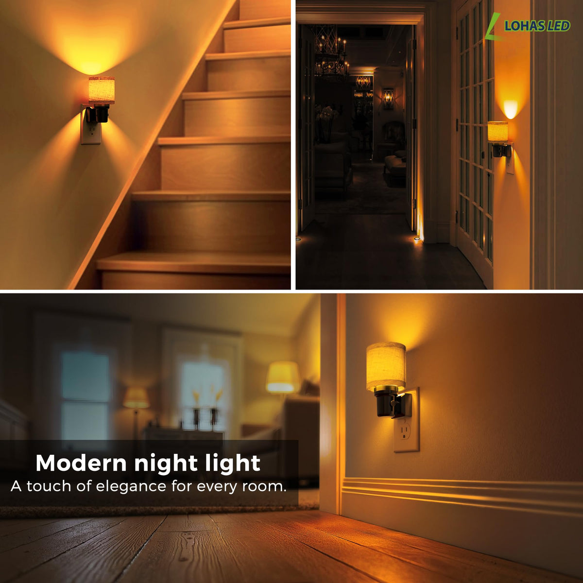 Night Lights Plug into Wall (Cylinder-Amber / 2 Pack)