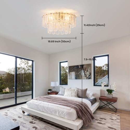Crystal Caged Ceiling Fan with Light Flush Mount