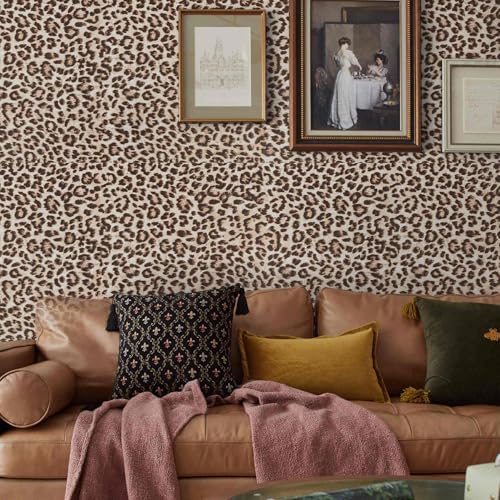 Cheetah Print Wallpaper Room Decor Brown Leopard Peel and Stick Wallpaper