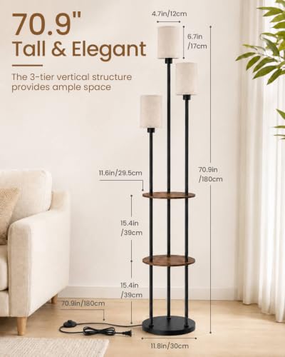71" Floor Lamp with Shelves